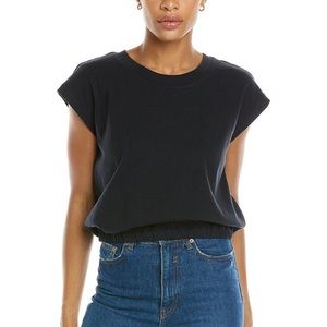Madewell Cap Sleeve Banded Crop Muscle Tee in Lunar Black